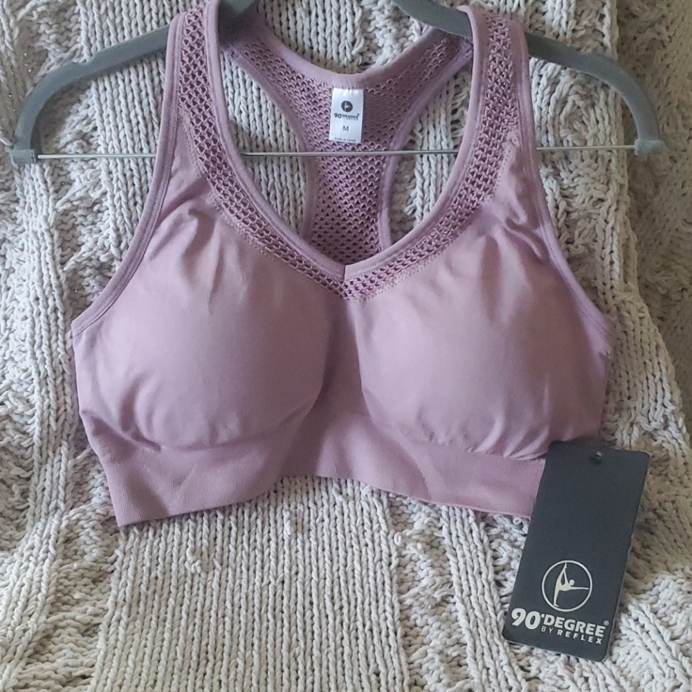 NWT 90 Degree by reflex pinkish/ mauve sport's bra